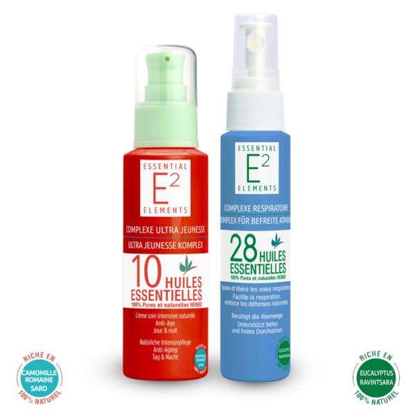 E2 Kit Incontournable: Lotion Ultra Jeunesse + Spray Respiratoire | E2 Essentiel Elements
